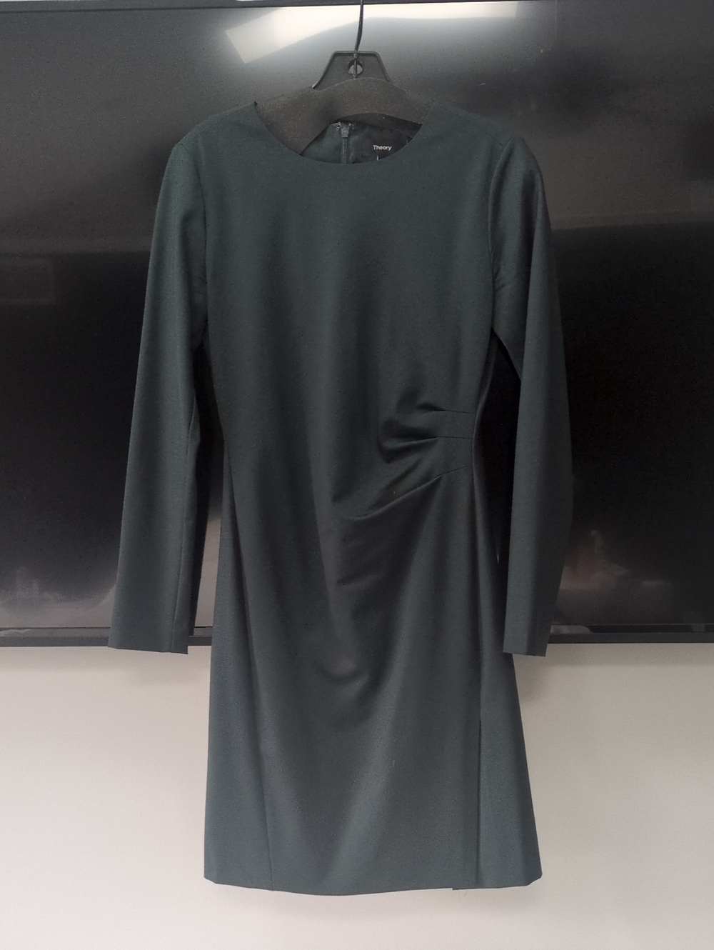 Theory Forest Green Long-Sleeve Sheath Dress